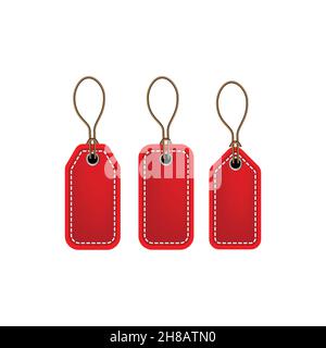 red blank prize tags label icon. Vector illustration style is flat iconic symbol, red color. Designed for websites and software interfaces Stock Vector