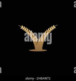 Wheat rice agriculture logo Ideas. Inspiration logo design. Template Vector Illustration. Isolated On White Background Stock Vector
