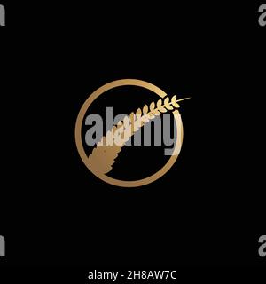 Wheat rice agriculture logo Ideas. Inspiration logo design. Template Vector Illustration. Isolated On White Background Stock Vector