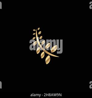 Wheat rice agriculture logo Ideas. Inspiration logo design. Template Vector Illustration. Isolated On White Background Stock Vector