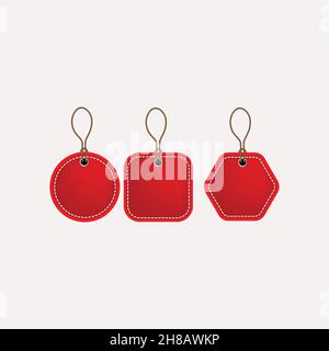 red blank prize tags label icon. Vector illustration style is flat iconic symbol, red color. Designed for websites and software interfaces Stock Vector