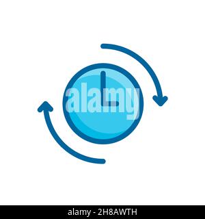 times clock, recycle icon vector illustration isolated on white background Stock Vector