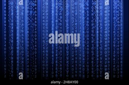 Digital data flow by blue binary code wave. Vector graphics Stock ...