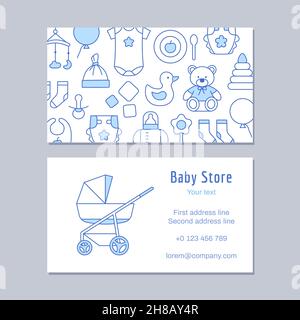 Baby store discount card outline design template. Stock Vector