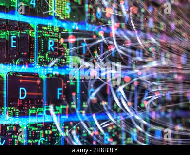Fiber optic data, digital composite Stock Photo