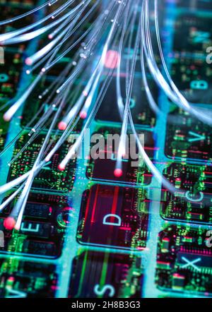 Fiber optic data, digital composite Stock Photo