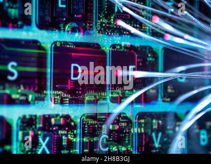 Fiber optic data, digital composite Stock Photo