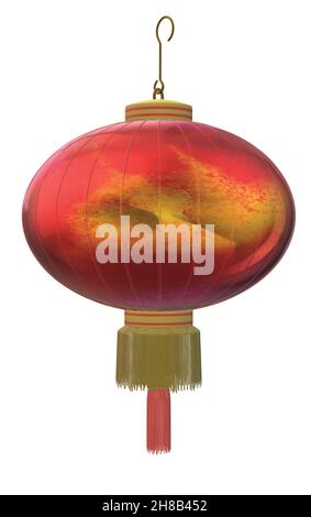 Orange Red Shiny Silk Lantern Stock Vector