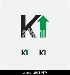K and Arrow Themed Logo Stock Vector