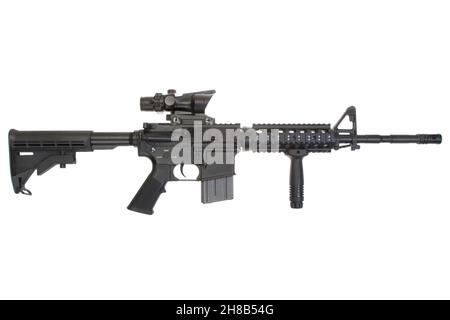 M4 army carbine isolated on a white background Stock Photo