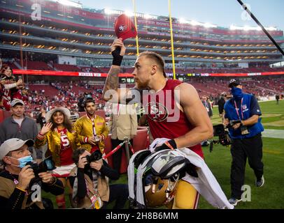 San Francisco 49ers defensive end Nick Bosa (97) during warmups before the  start of the game against the Minnesota Vikings in San Francisco, Sunday  November 28,, 2021. (Neville Guard/Image of Sport/Sipa USA