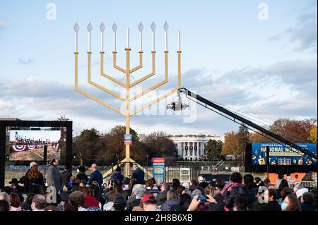 Washington, United States. 28th Nov, 2021. The Ellipse with the National Menorah. Credit: SOPA Images Limited/Alamy Live News Stock Photo