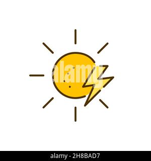 Solar power generation. Green sustainable alternative energy source. Pixel perfect, editable stroke colorful icon Stock Vector