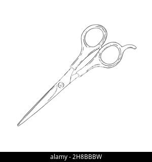 Scissors sketch. Hairdresser shears tool. Vector illustration isolated in white background Stock Vector