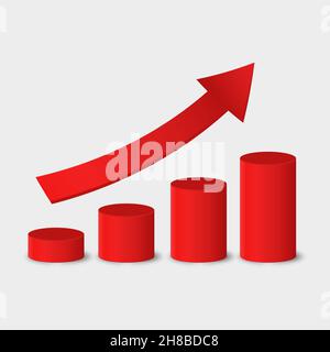 3d realistic graphic up. Up red arrow statistic graphic. business grow up. vector design Stock Vector