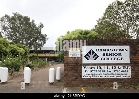 Bankstown Senior College, previously known as Bankstown Boys High School, Antwerp St, Bankstown NSW 2200 Stock Photo