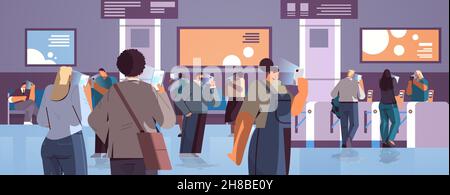 addicted people using digital gadgets underground passengers active in social networks digital addiction Stock Vector