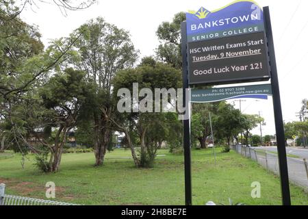 Bankstown Senior College, previously known as Bankstown Boys High School, Antwerp St, Bankstown NSW 2200 Stock Photo