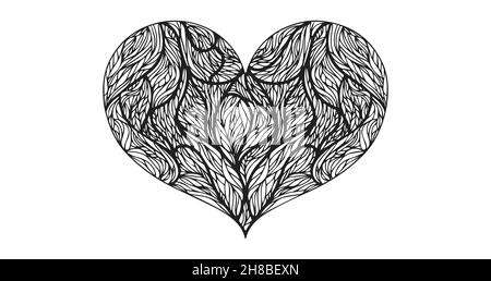 heart shaped thin lines natural form valentine's day element. Stock Vector