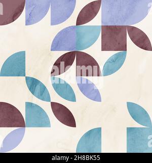 Seamless mid century retro watercolor geometric surface pattern design for print Stock Photo