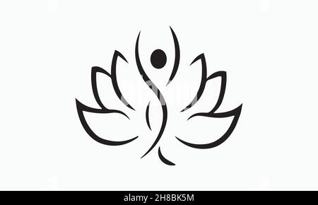 flower shape vector logo design symbol with dot in the center and small dots Stock Vector