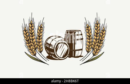 grains with drums vector logo design symbol Stock Vector