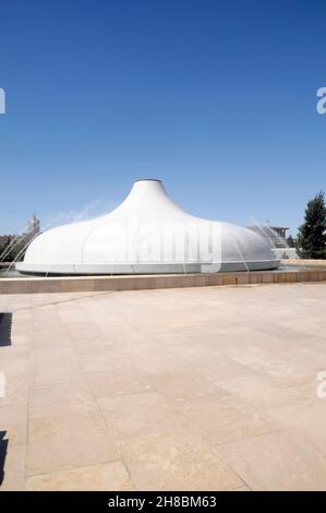 Israel, Jerusalem, Israel Museum, The Shrine of the Book focuses on the Dead Sea Scrolls and other ancient scriptures such as the Aleppo Bible Stock Photo