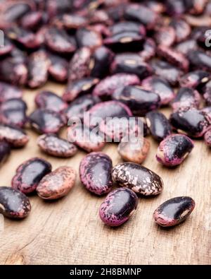 Styrian beans on wooden board Stock Photo