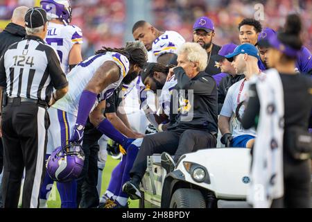 Minnesota Vikings running back Dalvin Cook walks on the field