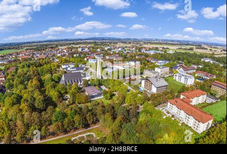 Bird's eye view to Bad Füssing , famous Spa Resort in Lower Bavaria Stock Photo