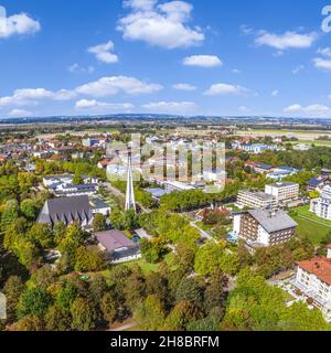 Bird's eye view to Bad Füssing , famous Spa Resort in Lower Bavaria Stock Photo