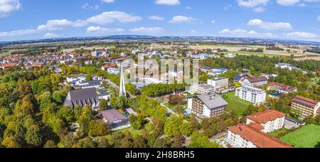 Bird's eye view to Bad Füssing , famous Spa Resort in Lower Bavaria Stock Photo