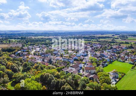 Bird's eye view to Bad Füssing , famous Spa Resort in Lower Bavaria Stock Photo