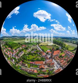 Bird's eye view to Bad Füssing , famous Spa Resort in Lower Bavaria Stock Photo