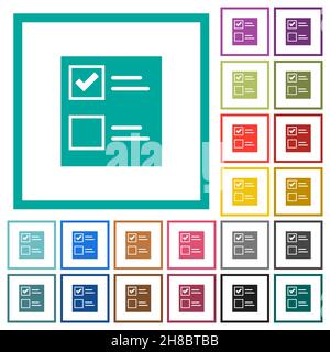 Ballot paper solid flat color icons with quadrant frames on white background Stock Vector