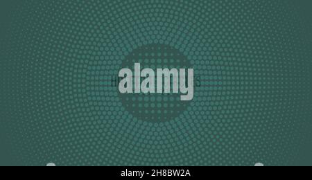 Abstract green retro design with halftone decorative geometric in circle pattern template. Copy space in centre for editing text box background. Stock Vector