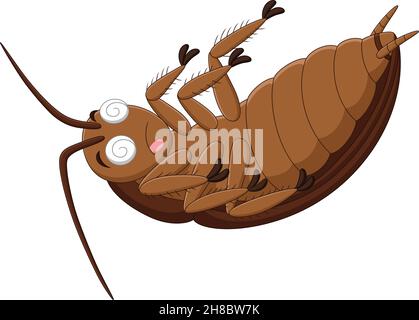 Cartoon dead cockroach on white background Stock Vector