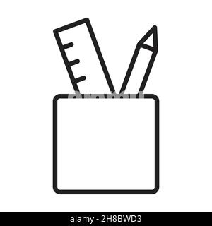 pencil case with ruler icon vector for graphic design, logo, website, social media, mobile app, UI Stock Vector
