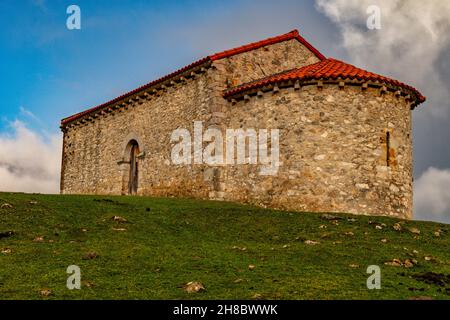 Romanesque Chapel of the Magdalene on the Mount of Mosacro. Stock Photo