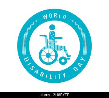 World disability day sticker. Disabled, handicapped, defective, malformed. Stock Vector