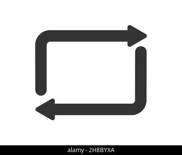 Repeat icon. Reload button in music player. Two graphic arrows as symbol of refresh, exchange, rotation. Simple vector illustration. Stock Vector