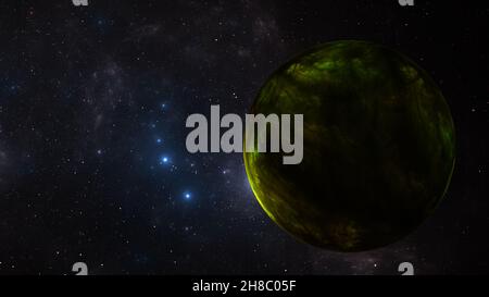 Fantastic planet in space, space landscape fantasy planet on the background of stars and galaxies Stock Photo