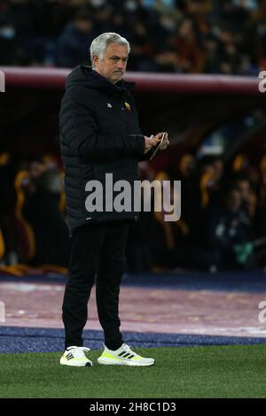 Rome, Italy. 28th Nov, 2021. Rome, Italy November 28 2021.Jose Mourinho (Roma) during the Serie A match between AS Roma and Torino FC at Stadio Olimpico. (Credit Image: © Giuseppe Fama/Pacific Press via ZUMA Press Wire) Stock Photo