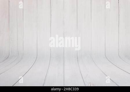 Clean white wooden curved background Stock Photo