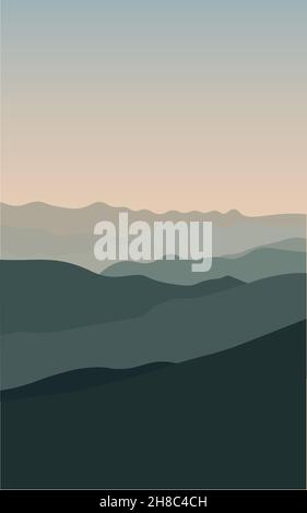 Mountain landscape. Vector of the mountain. Panoramic view. Stock Vector