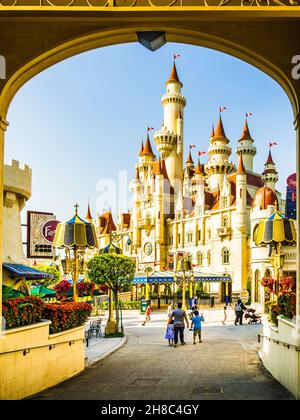 Beautiful Castle at Universal Studios Singapore. Stock Photo