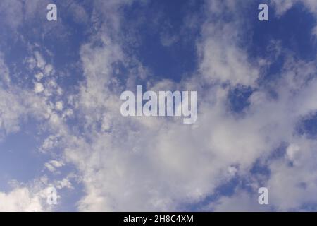 Images of the intensely blue sky with clouds, threatening clouds or just plain amazing .Beautiful images of the sky, cloudy, gloomy sky, with shades o Stock Photo