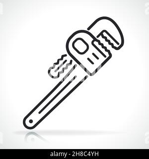 plumber wrench thin line icon isolated design Stock Vector