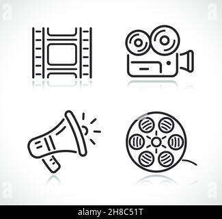 cinema or movie film thin icons set Stock Vector