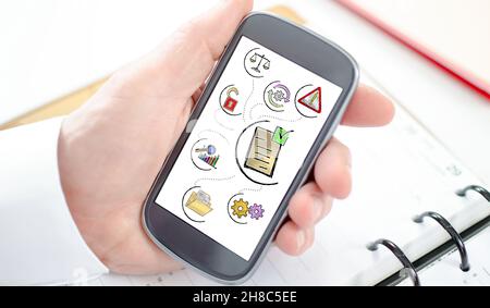 Validation concept shown on a smartphone screen Stock Photo